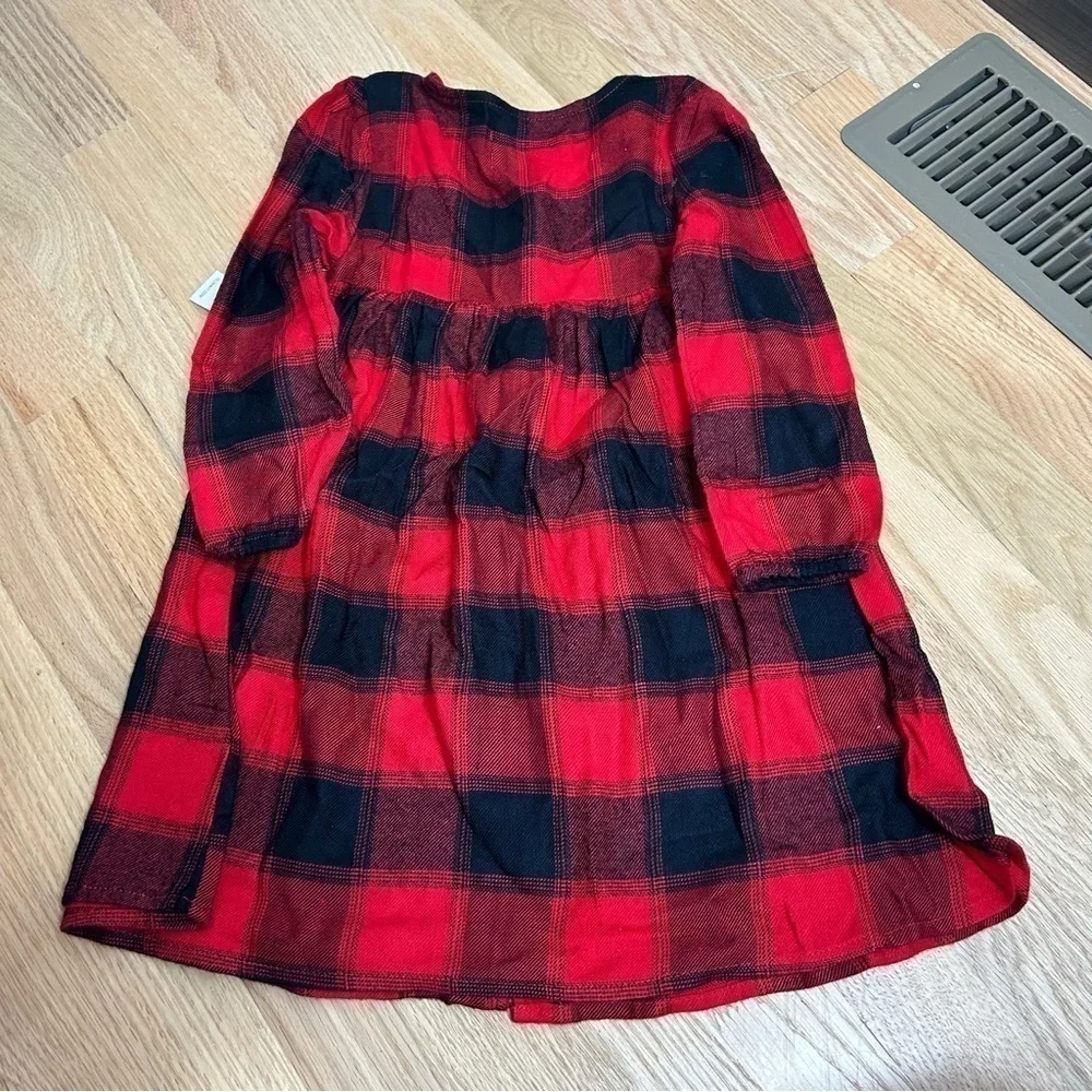 Old Navy Red Buffalo Plaid Dress NWT 4T Long Sleeve Girls Kids Toddler